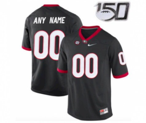 Custom Name, Number Georgia Bulldogs Black Football 150th Jersey