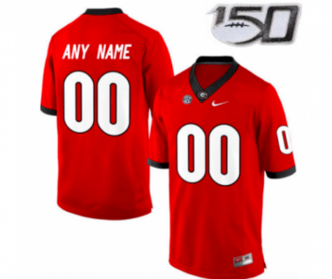 Women Custom Name, Number Georgia Bulldogs Red Football 150th Jersey