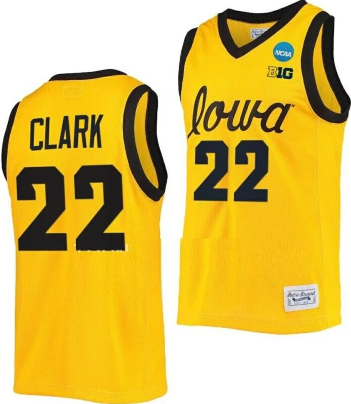 Caitlin Clark Jersey Iowa Hawkeyes College Basketball 2023 NCAA March Madness Gold #22