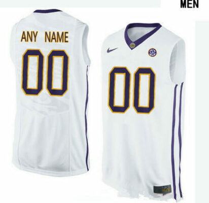 Custom LSU Tigers Jersey College Basketball Name and Number Elite White