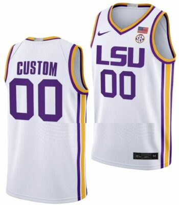 Custom LSU Tigers Jersey Name and Number College Basketball Limited White