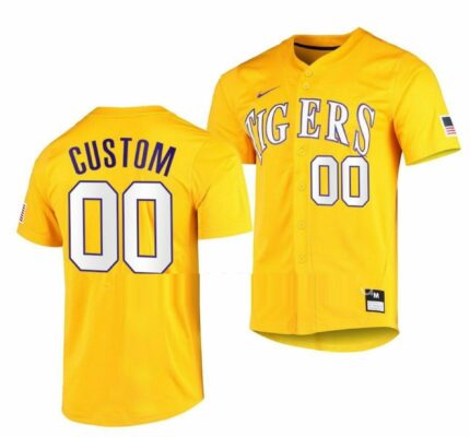 Custom LSU Tigers Jersey Name and Number Baseball NCAA College Gold Elite