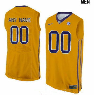 Custom LSU Tigers Jersey Name And Number College Basketball Name and Number Elite Gold