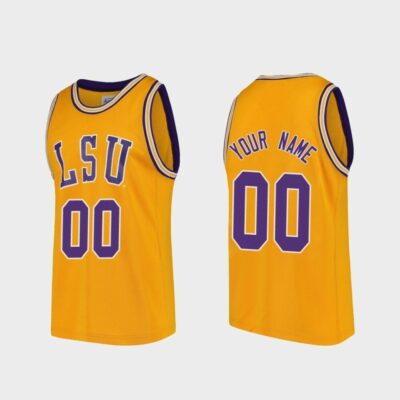 Custom Lsu Tigers Jersey Name and Number College Basketball Gold