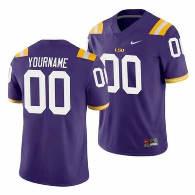 LSU Tigers Custom Jersey Name and Number NCAA Football Purple