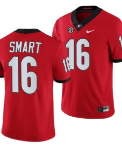 Georgia Bulldogs #16 Kirby Smart Jersey Red Stitched