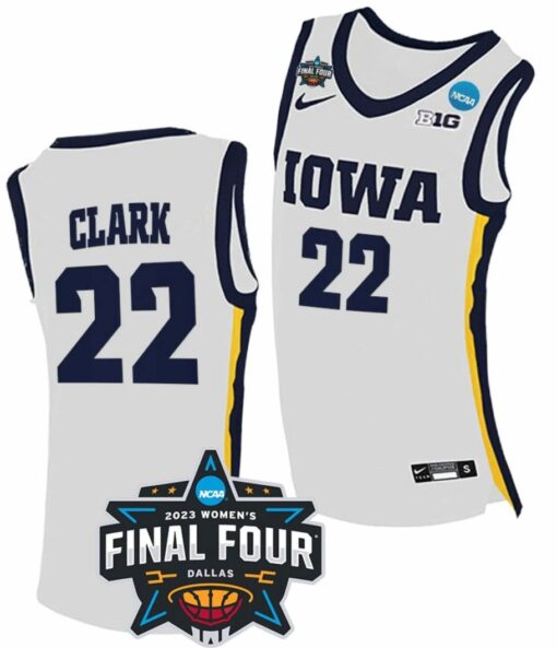 Caitlin Clark Jersey Iowa Hawkeyes College Basketball 2023 NCAA Final Four White #22