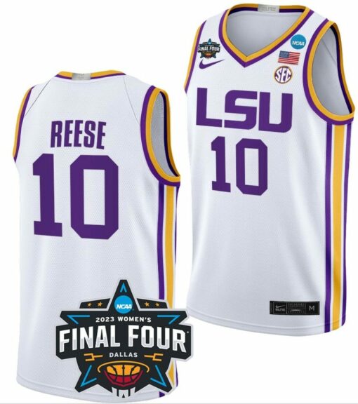 Angel Reese Jersey #10 LSU Tigers College Basketball 2023 NCAA Final Four Garnet White