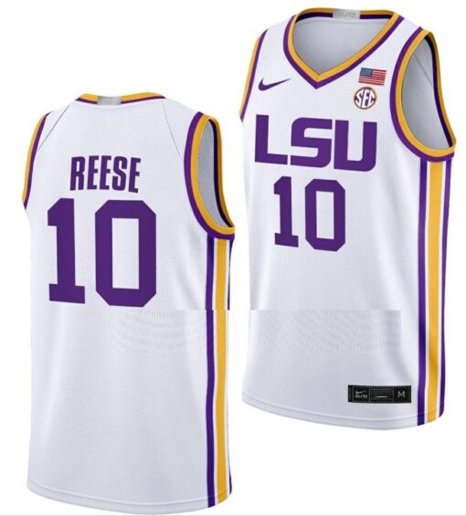 Angel Reese Jersey #10 LSU Tigers College Basketball White