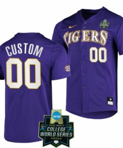 Custom LSU Tigers Jersey Name and Number Baseball NCAA 2023 College World Series Purple