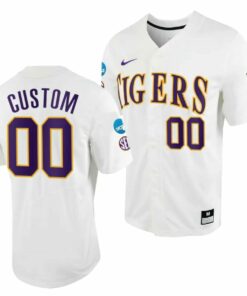 Custom LSU Tigers Jersey Name and Number White 2023 College World Series NCAA Baseball