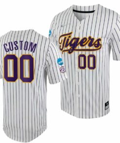 Custom LSU Tigers Jersey Name and Number 2023 College World Series White Purple NCAA Baseball